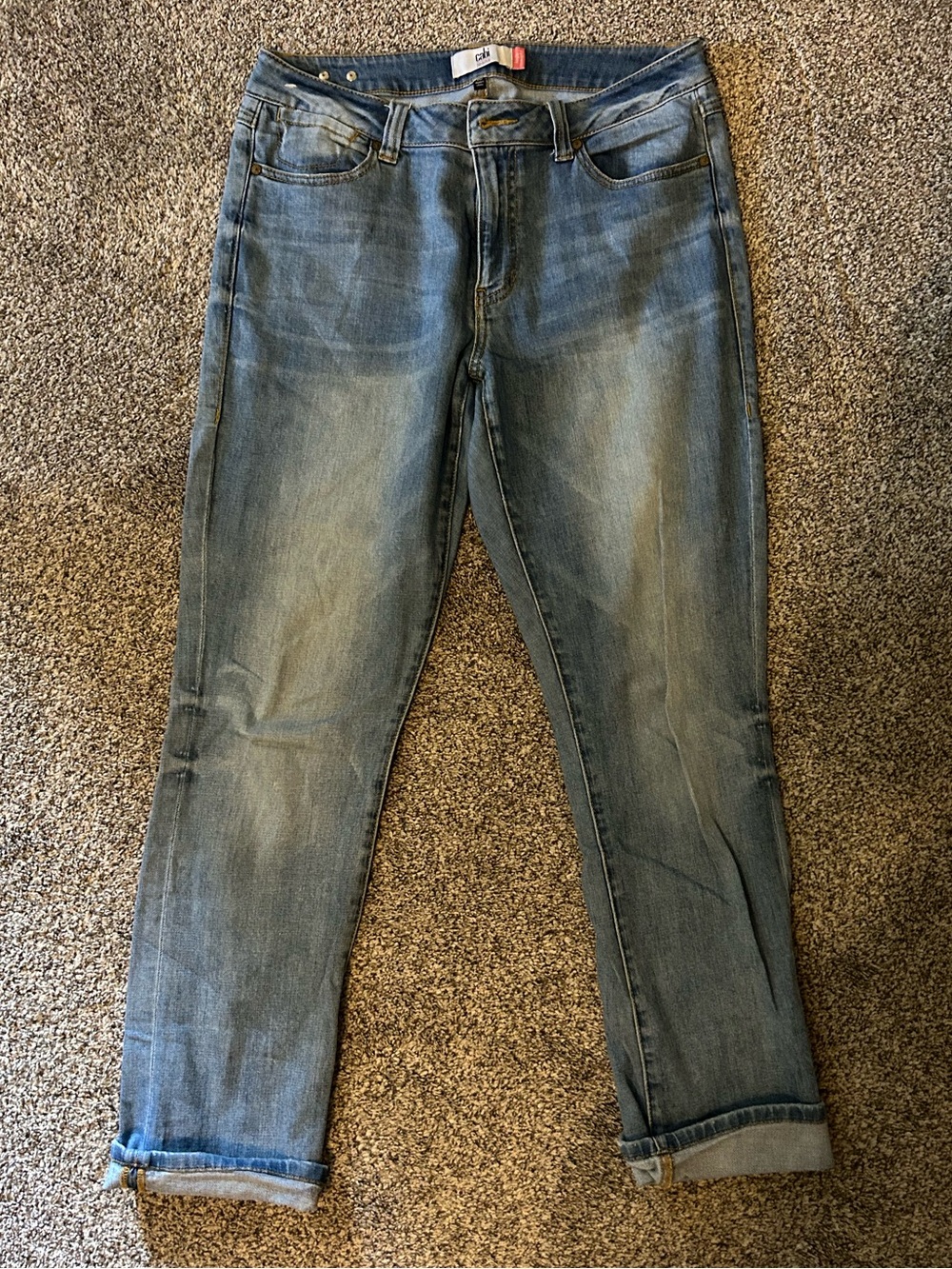 CAbi women’s Washed Blue High Straight Denim Jeans